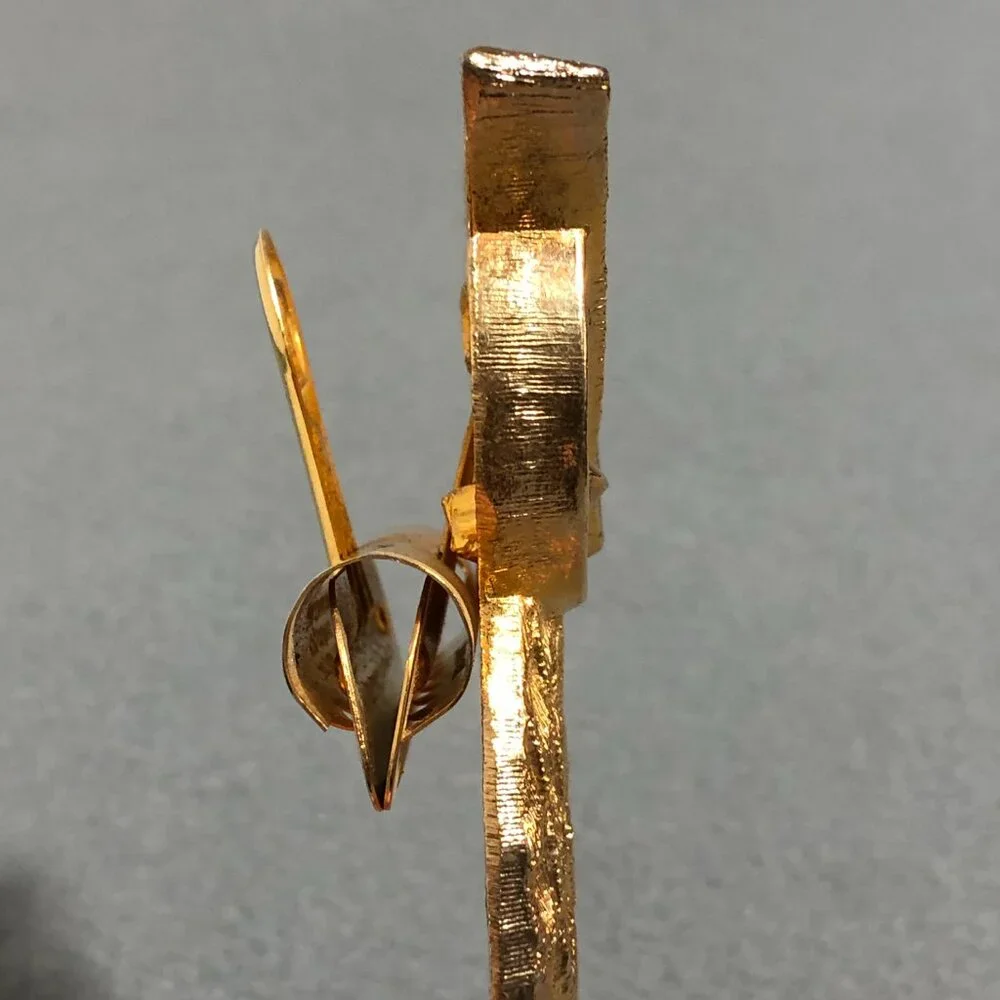 Vintage Golden Owl Desk Paper Holder Clip paperweight Hunt Mfg. Co Gold Metal